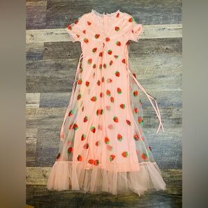 ~SOLD~Pink Tulle Strawberry Embroidered Dress